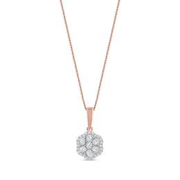 0.16 CT. T.W. Diamond Flower Frame Pendant in 10K Rose Gold
