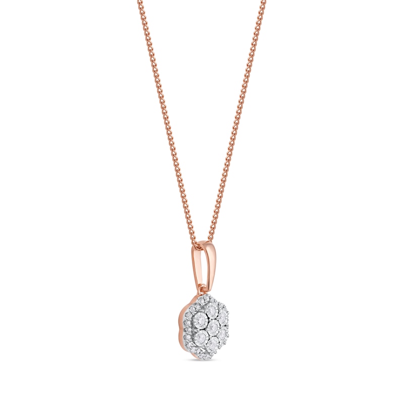 0.16 CT. T.W. Diamond Flower Frame Pendant in 10K Rose Gold