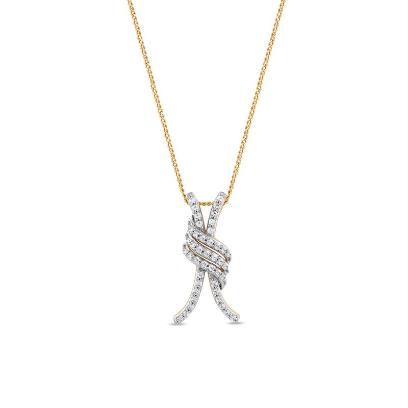 Main Image 1 of 0.20 CT. T.W. Diamond Wave Crossover Pendant in 10K Gold