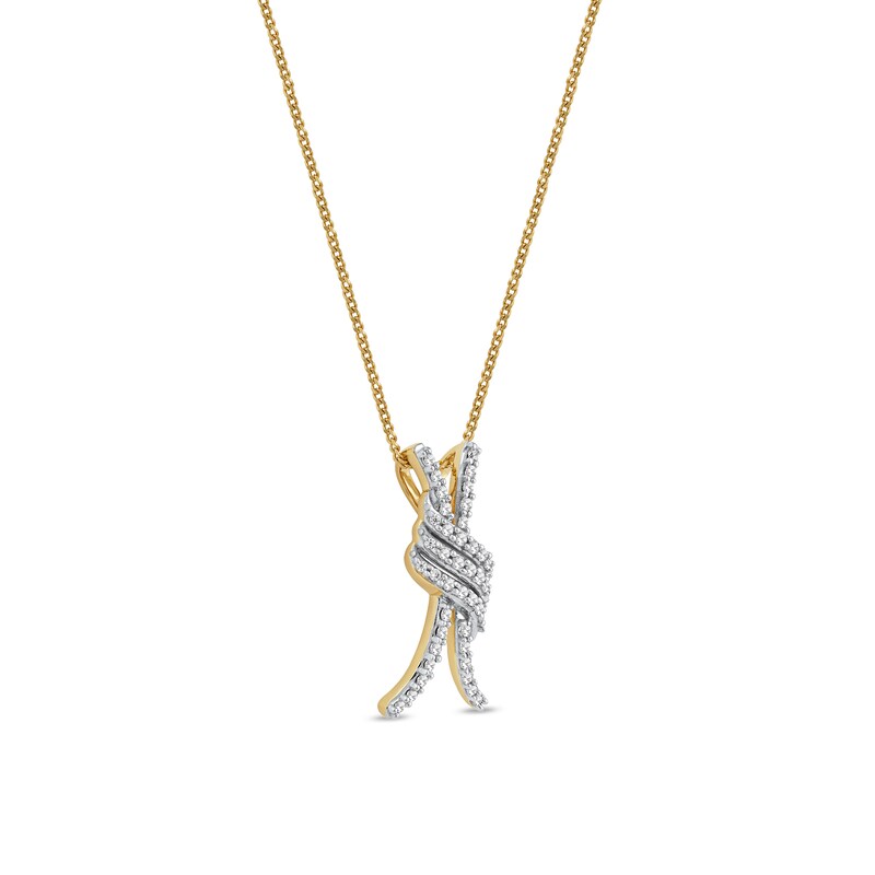 Main Image 2 of 0.20 CT. T.W. Diamond Wave Crossover Pendant in 10K Gold