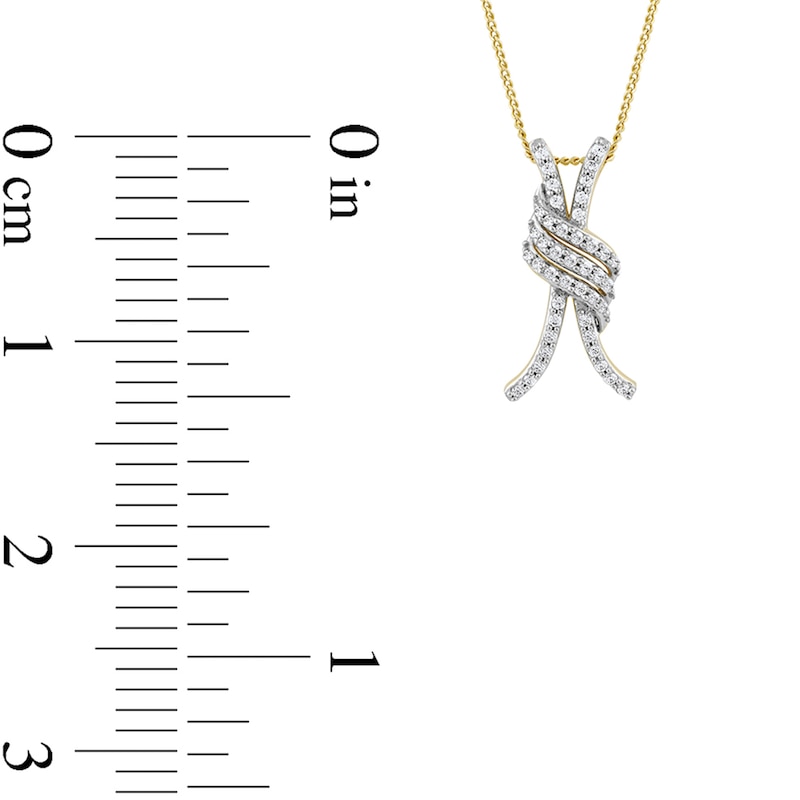 Main Image 4 of 0.20 CT. T.W. Diamond Wave Crossover Pendant in 10K Gold