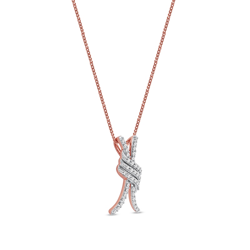 0.20 CT. T.W. Diamond Wave Crossover Pendant in 10K Rose Gold