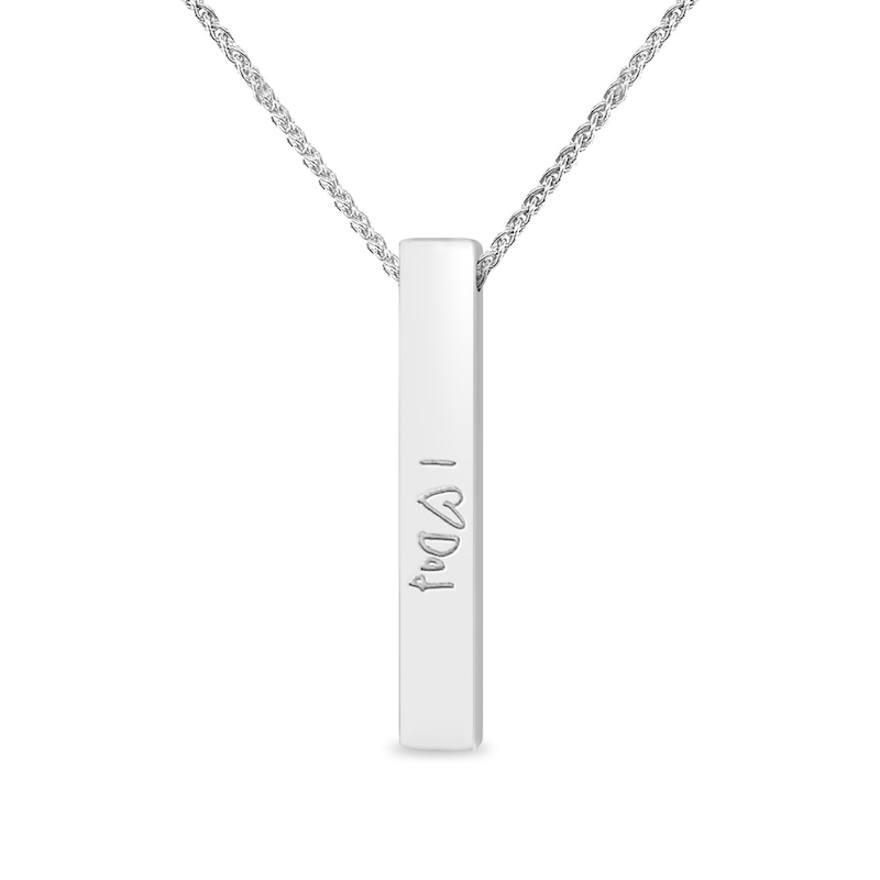 Engravable Pillar Vertical Bar Pendant in Sterling Silver (1 Image)