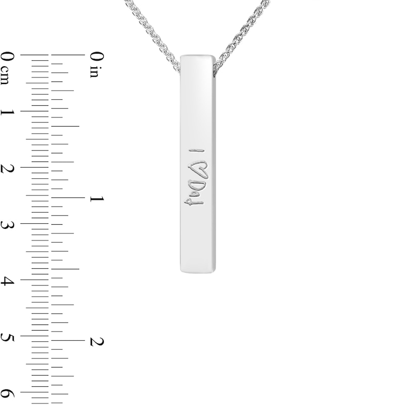 Engravable Pillar Vertical Bar Pendant in Sterling Silver (1 Image)