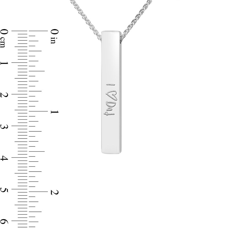 Engravable Pillar Vertical Bar Pendant in Sterling Silver (1 Image)