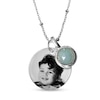Thumbnail Image 1 of Dyed Chalcedony Birth Month Dangle Charm Engravable Photo Medallion Pendant in Sterling Silver (1 Month and 1-2 Lines)