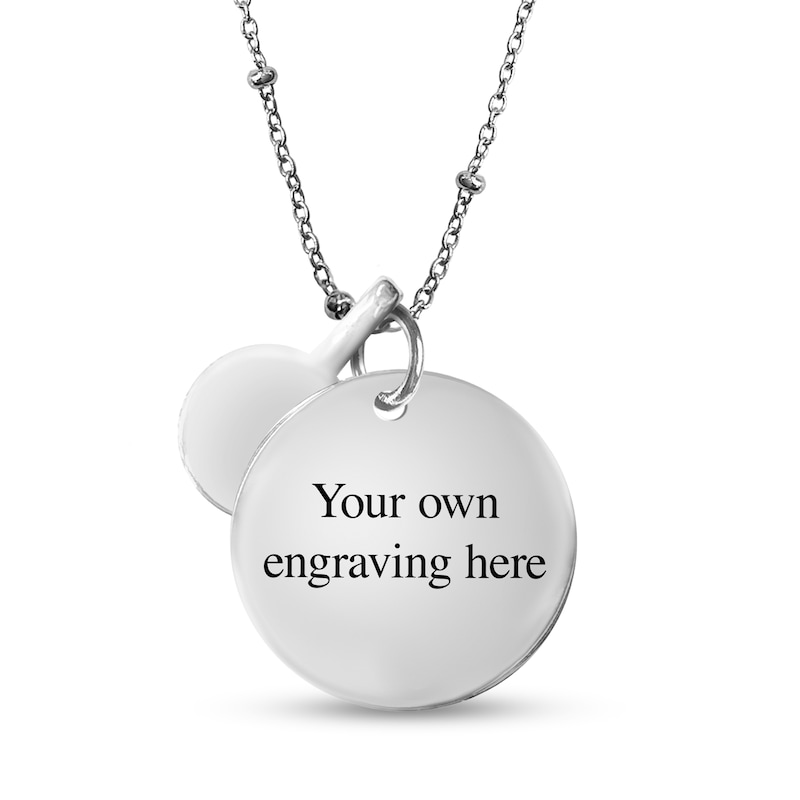 Main Image 3 of Dyed Chalcedony Birth Month Dangle Charm Engravable Photo Medallion Pendant in Sterling Silver (1 Month and 1-2 Lines)