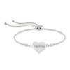 Engravable Photo Heart Bolo Bracelet in Sterling Silver (1 Image and Line) - 7.5"