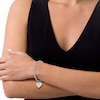 Engravable Your Own Handwriting Heart Charm Bracelet in Sterling Silver (1 Image) - 7.5"