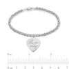 Engravable Your Own Handwriting Heart Charm Bracelet in Sterling Silver (1 Image) - 7.5"