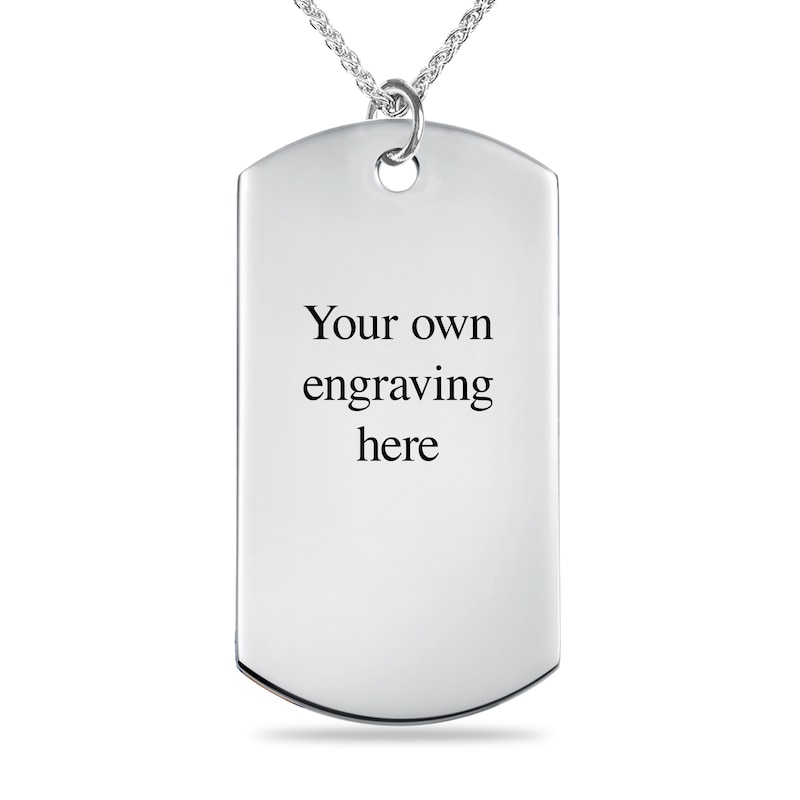 Main Image 3 of Extra-Large Engravable Photo Diamond-Cut Dog Tag Pendant in Sterling Silver (1 Image and 4 Lines) - 22"