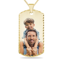 Extra-Large Engravable Photo Diamond-Cut Dog Tag Pendant in 10K White or Yellow Gold (1 Image and 4 Lines) - 22&quot;