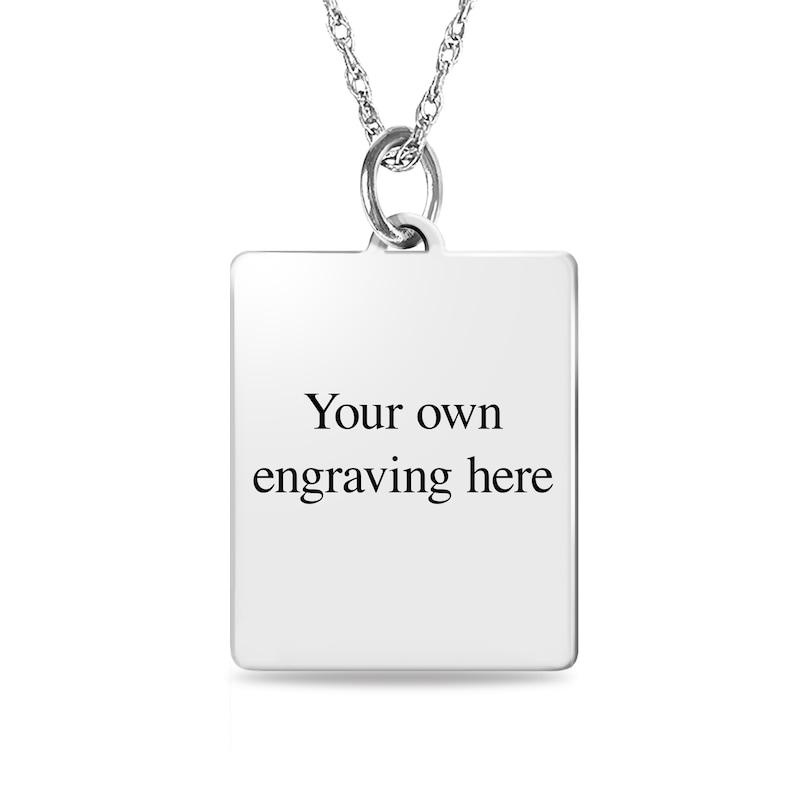 Main Image 3 of Engravable Roman Numeral Date Rectangular Pendant in Sterling Silver (1 Date and 1-3 Lines)