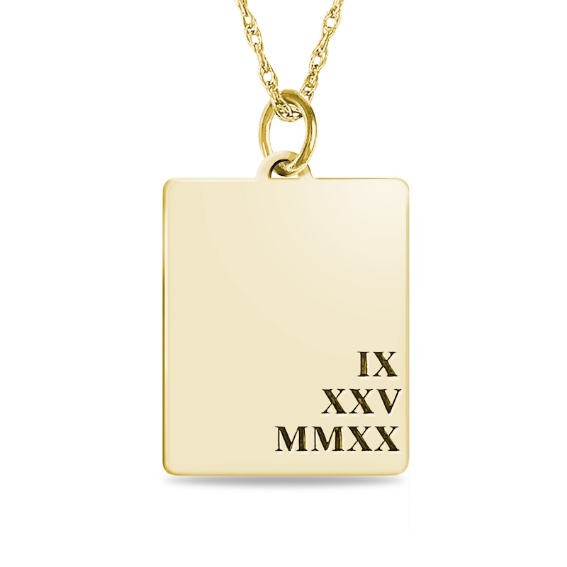 Main Image 1 of Engravable Roman Numeral Date Rectangular Pendant in 10K White, Yellow, or Rose Gold (1 Date and 1-3 Lines)