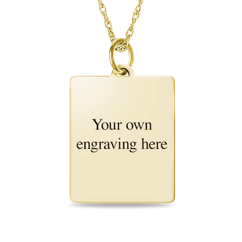 Main Image 3 of Engravable Roman Numeral Date Rectangular Pendant in 10K White, Yellow, or Rose Gold (1 Date and 1-3 Lines)