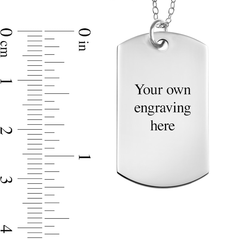 Main Image 3 of Luxe Finish Large Engravable Black and White Photo Dog Tag Pendant in Sterling Silver (1 Image and 3 Lines)