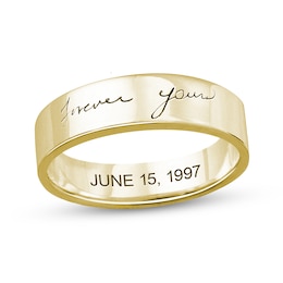 5.0mm Engravable Your Own Handwriting Ring in 10K Gold (1 Image and 1 Line)