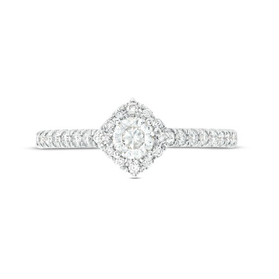 Celebration Infinite™ Canadian Certified Centre Diamond 0.69 CT. T.W. Tilted Frame Engagement Ring in 14K White Gold
