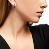 Thumbnail Image 2 of 0.95 CT. T.W. Black and White Diamond Bypass Double Row Hoop Earrings in 10K White Gold