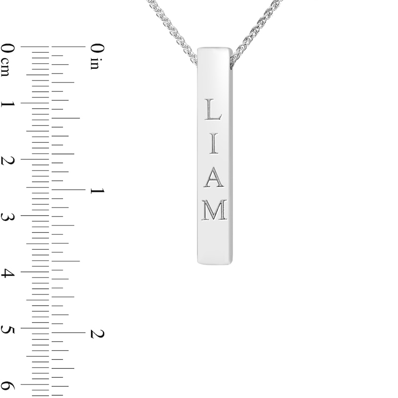 Engravable Pillar Vertical Bar Pendant in Sterling Silver (1 Line) - 22"