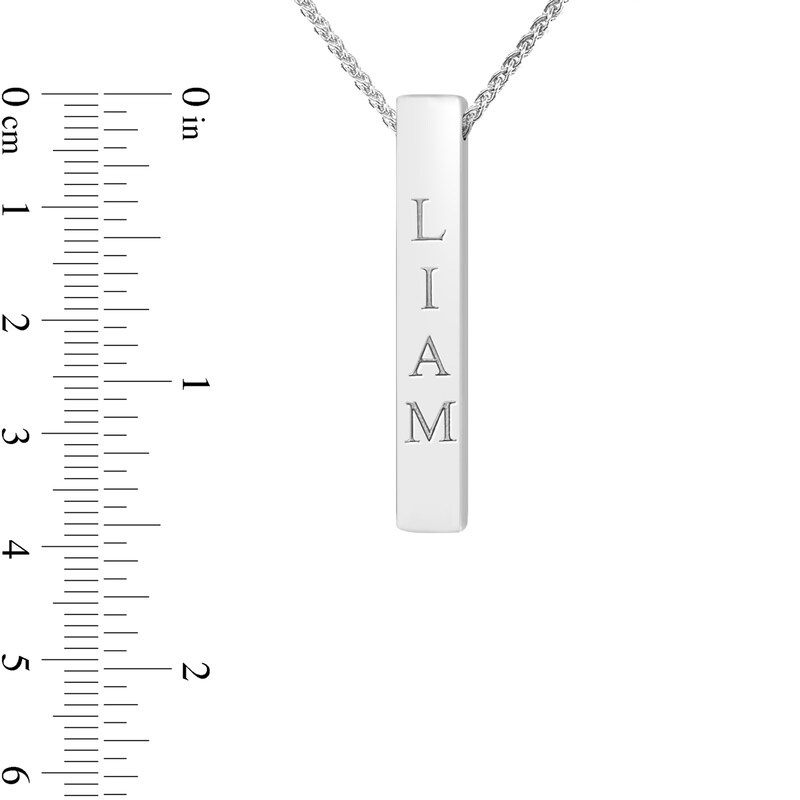 Main Image 4 of Engravable Pillar Vertical Bar Pendant in Sterling Silver (1 Line) - 22"