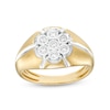 Thumbnail Image 0 of Men's 0.33 CT. T.W. Diamond Inlay Frame Groove Shank Flower Ring in 10K Gold