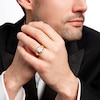 Thumbnail Image 1 of Men's 0.33 CT. T.W. Diamond Inlay Frame Groove Shank Flower Ring in 10K Gold