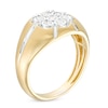 Thumbnail Image 2 of Men's 0.33 CT. T.W. Diamond Inlay Frame Groove Shank Flower Ring in 10K Gold