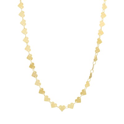 Heart Disc Chain Link Necklace in 10K Gold