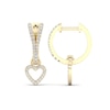 Thumbnail Image 1 of 0.33 CT. T.W. Diamond Heart Drop Hoop Earrings in 10K Gold