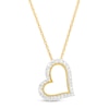 Thumbnail Image 0 of 0.45 CT. T.W. Diamond Tilted Open Milgrain Heart Pendant in 10K Gold