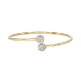 0.45 CT. T.W. Multi-Diamond Frame Flexible Bangle in Sterling Silver with 14K Gold Plate