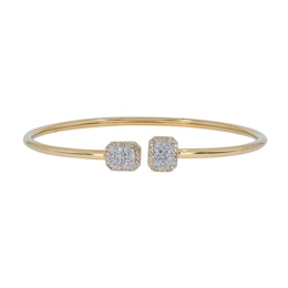 0.45 CT. T.W. Rectangular Multi-Diamond Frame Flexible Bangle in Sterling Silver with 14K Gold Plate