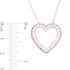 Thumbnail Image 2 of Pink and White Lab-Created Sapphire Heart Outline Pendant in Sterling Silver