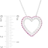 Pink and White Lab-Created Sapphire Heart Outline Pendant in Sterling Silver
