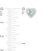 Thumbnail Image 3 of 5.0mm Heart-Shaped Simulated Aquamarine and White Lab-Created Sapphire Frame Stud Earrings in Sterling Silver