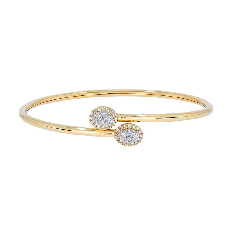 0.45 CT. T.W. Oval-Shaped Multi-Diamond Frame Flexible Bangle in Sterling Silver with 14K Gold Plate