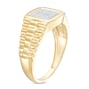 Thumbnail Image 1 of Men's 0.15 CT. T.W. Square-Shaped Multi-Diamond Ribbed Shank Ring in 10K Two-Tone Gold