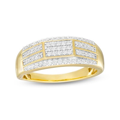 Men's 0.50 CT. T.W. Rectangular Multi-Diamond Border Double Row Ring in 10K Gold
