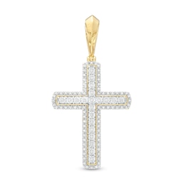 0.25 CT. T.W. Diamond Frame Cross Necklace Charm in 10K Gold