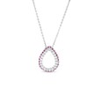 Thumbnail Image 1 of White and Pink Lab-Created Sapphire Outer Edge Teardrop Outline Pendant in Sterling Silver