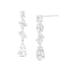 Thumbnail Image 1 of Multi-Shaped White Lab-Created Sapphire Linear Drop Earrings in Sterling Silver