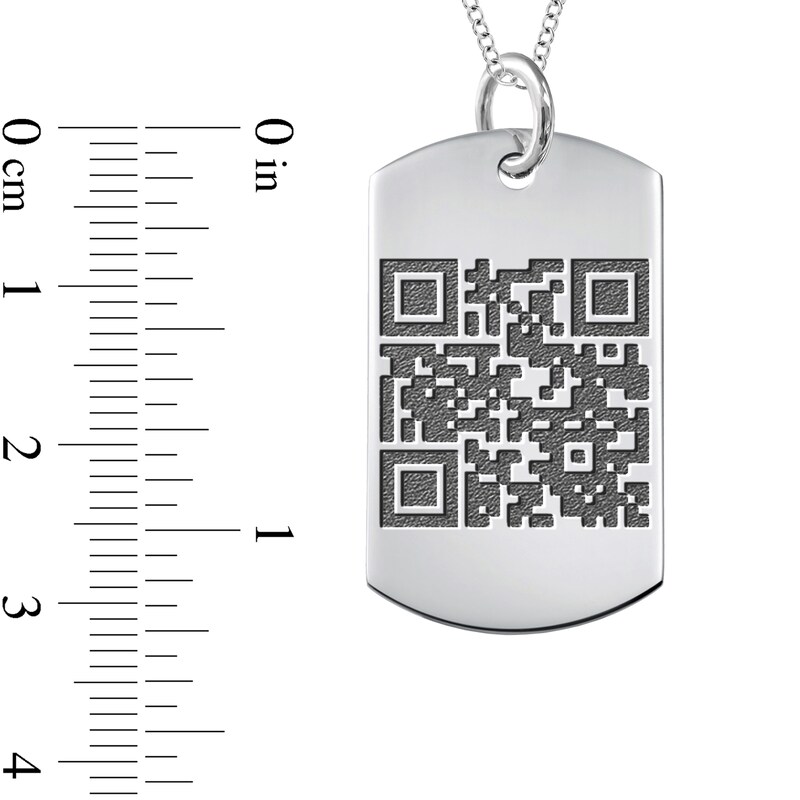 Main Image 4 of Photo and QR Code Reversible Dog Tag Pendant in Sterling Silver (1 Message and Image)