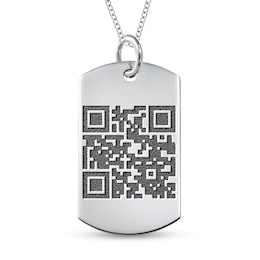 Photo and QR Code Reversible Dog Tag Pendant in Sterling Silver (1 Message and Image)