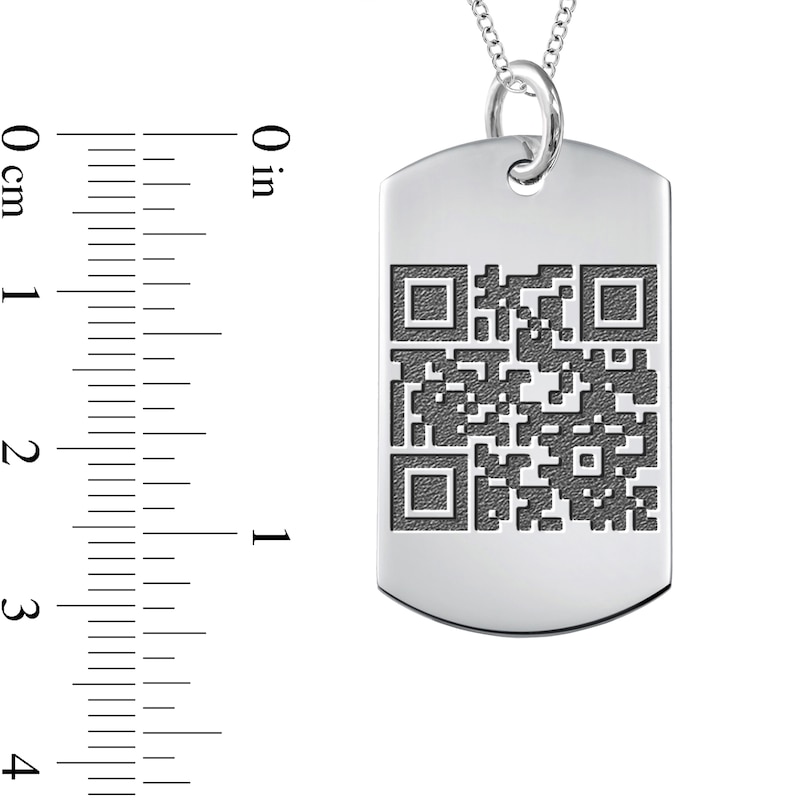 Main Image 4 of Photo and QR Code Reversible Dog Tag Pendant in Sterling Silver (1 Message and Image)