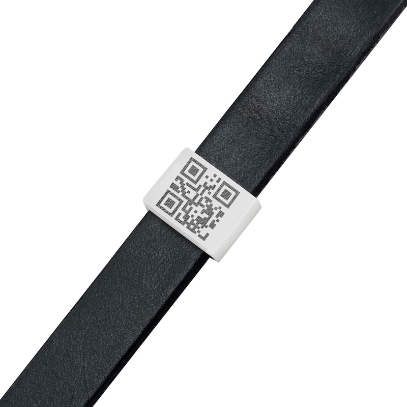 Men's QR Code Engravable Sliding Accent Black or Brown Leather Bracelet in Sterling Silver (1 Message and Line) - 8.5"|Peoples Jewellers