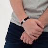 Thumbnail Image 2 of Men's QR Code Engravable Sliding Accent Black or Brown Leather Bracelet in Sterling Silver (1 Message and Line) - 8.5"