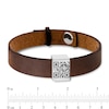 Thumbnail Image 4 of Men's QR Code Engravable Sliding Accent Black or Brown Leather Bracelet in Sterling Silver (1 Message and Line) - 8.5"
