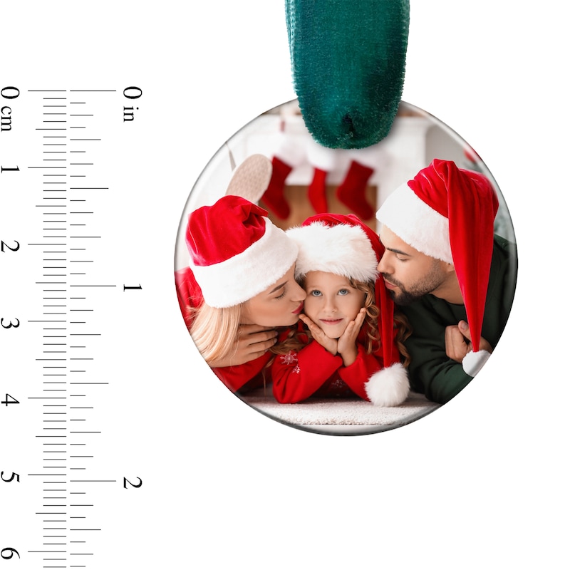 Main Image 4 of Photo Engravable Christmas Tree Ornament in Sterling Silver with Velvet Ribbon (1 Image and 4 Lines)