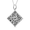 Thumbnail Image 1 of QR Code Engravable Tilted Square Pendant in Sterling Silver (1 Message and Line)